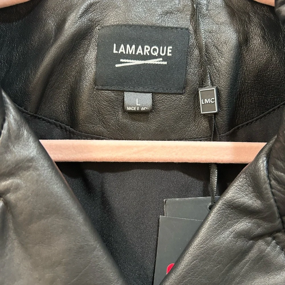 LAMARQUE Black Leather Biker Jacket - Picture 3 of 8